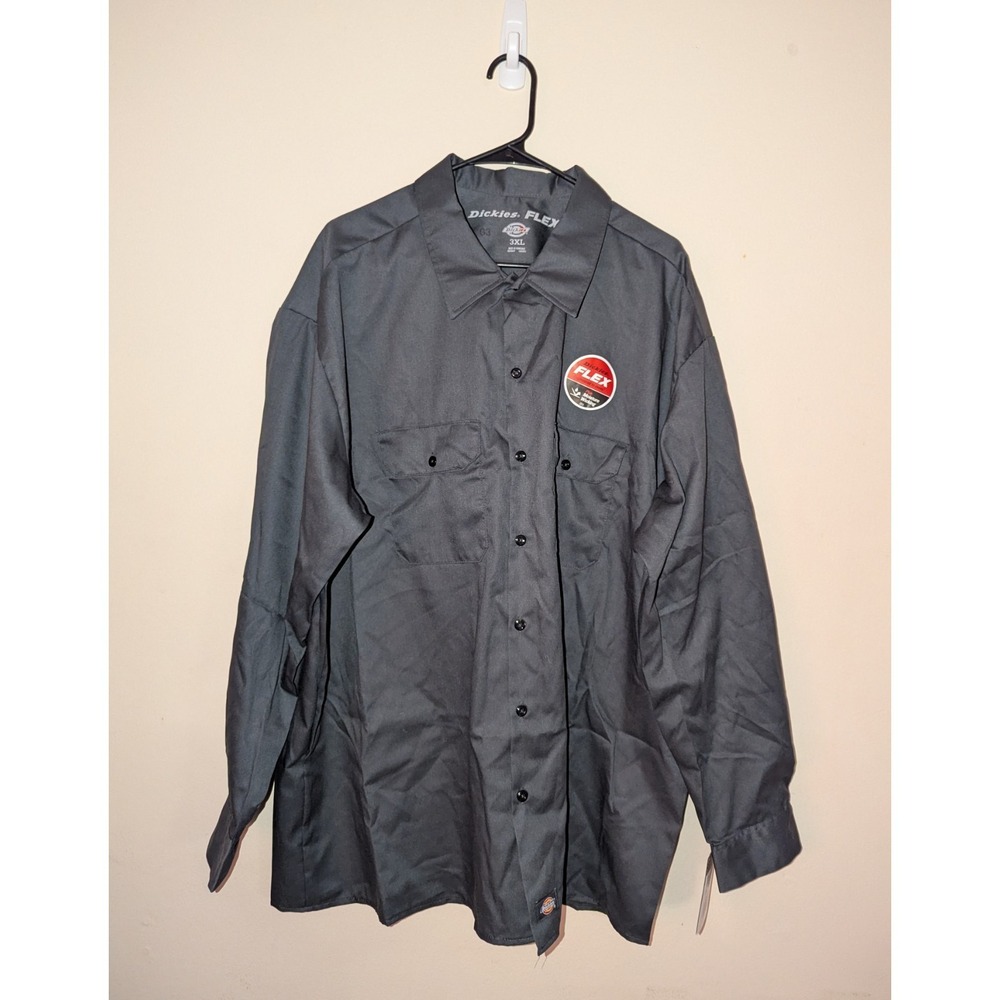 Dickies Men's‎ FLEX Long Sleeve Work Shirt Charcoal Gray Size 3XL